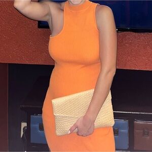 Orange Bodycon Maxi Dress